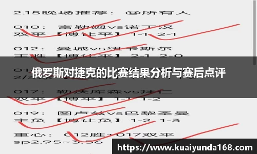 俄罗斯对捷克的比赛结果分析与赛后点评